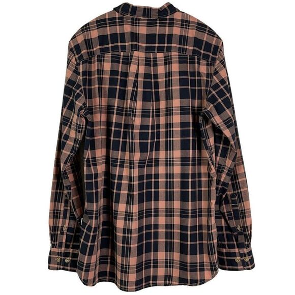 The North Face Men's Medium Plaid Button-Up Long Sleeve Shirt, Navy Blue & Pink - Picture 5 of 12